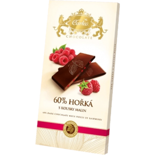 Hořká čokoláda 60% s kousky malin