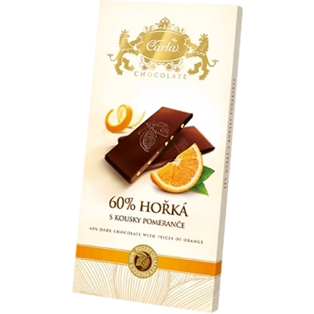 Hořká čokoláda 60% s kousky pomeranče