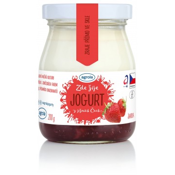 Agrola jogurt z jižních Čech jahoda – sklo