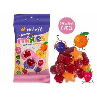 Ovocné Mixies – Malina, borůvka, pomeranč – přírodní želé bonbóny