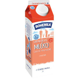 Čerstvé farmářské mléko plnotučné